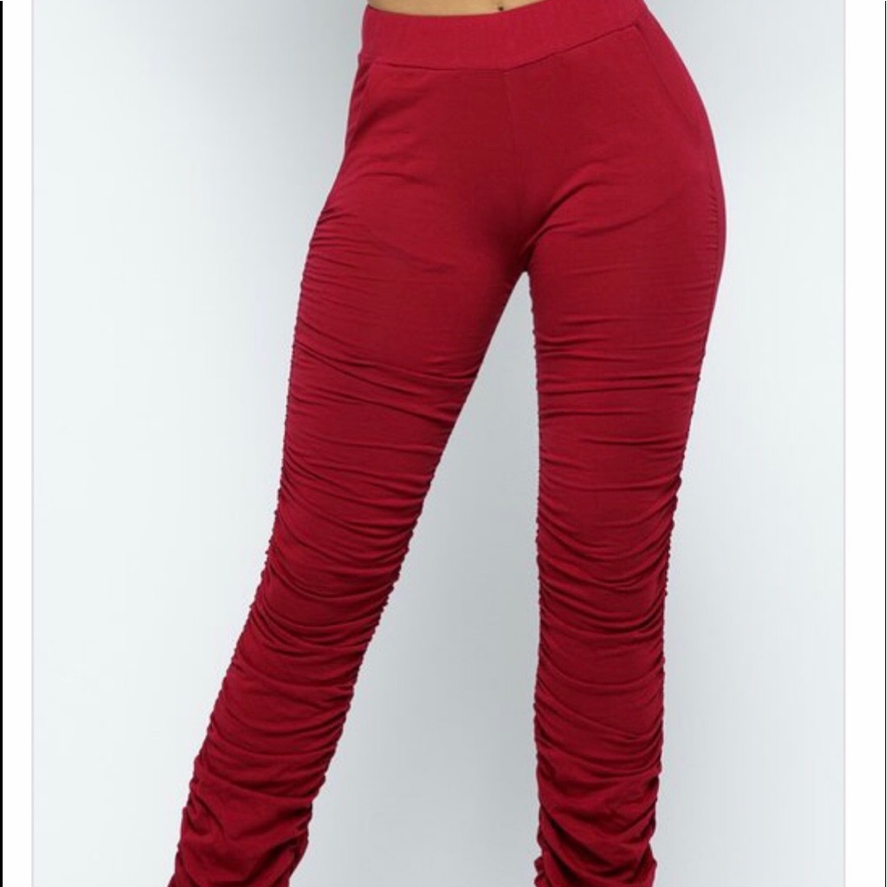 Burgundy Stacked Pants